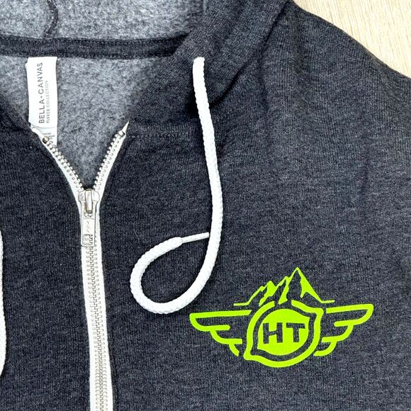 Gray‎ Hoodie Large Full Zip Sweatshirt Fleece Lined Hello Fresh Tech Swag Grunge - Picture 4 of 7